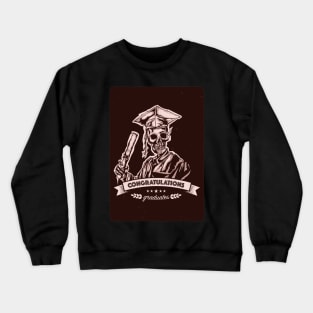 illustration graduation skeleton with ribbon lettering Crewneck Sweatshirt